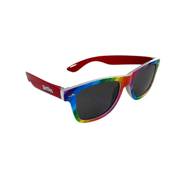 Skittles Candy Rainbow Striped Sunglasses LGBT Pride Party Shades Smoke Lens - Picture 7 of 7